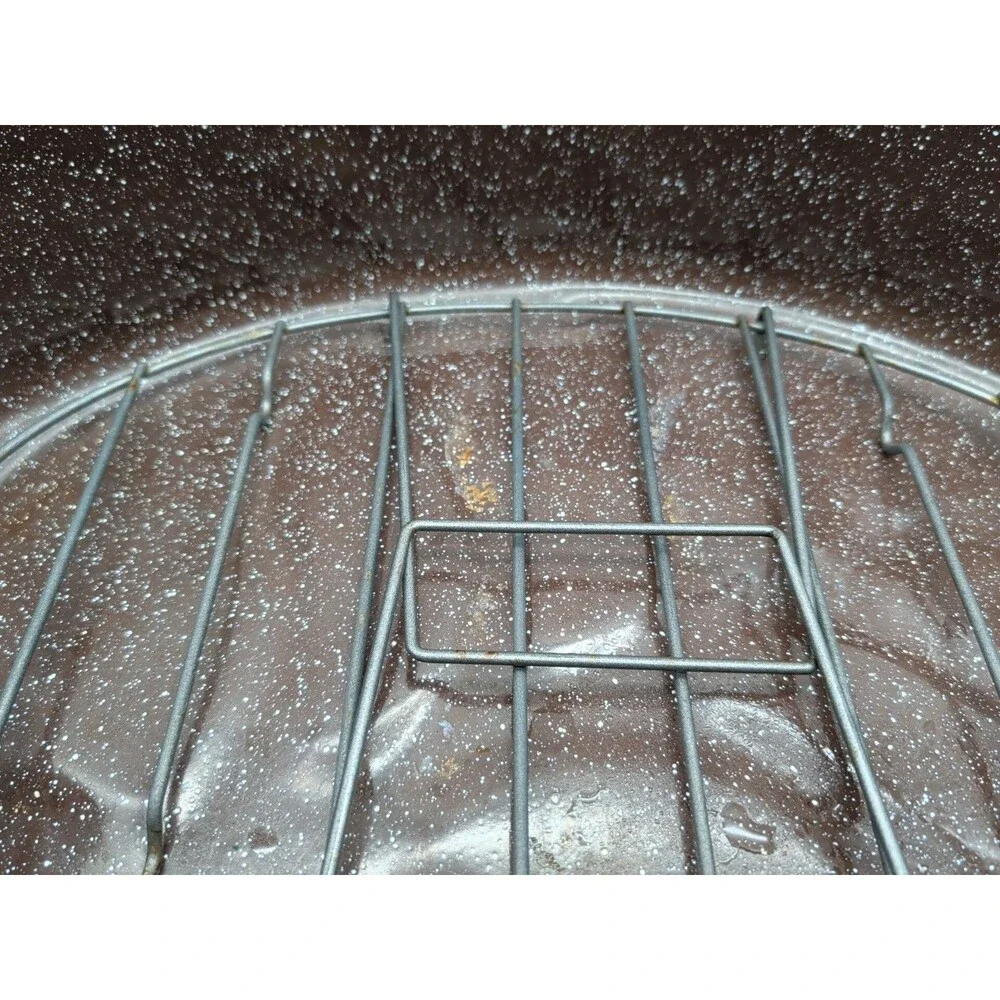 Graniteware Enamel Lrg Oval Oven VTG Brown Roast pan 16 x 12 x 4 in Lid USA